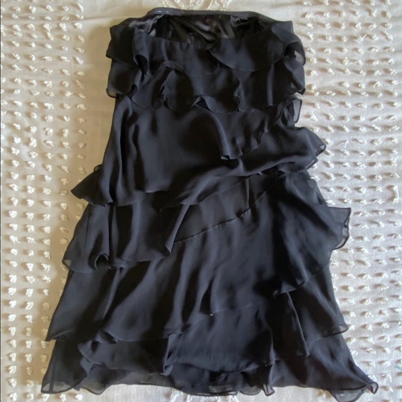 Express Ruffle Mini Strapless Dress in BLACK - Picture 4 of 11